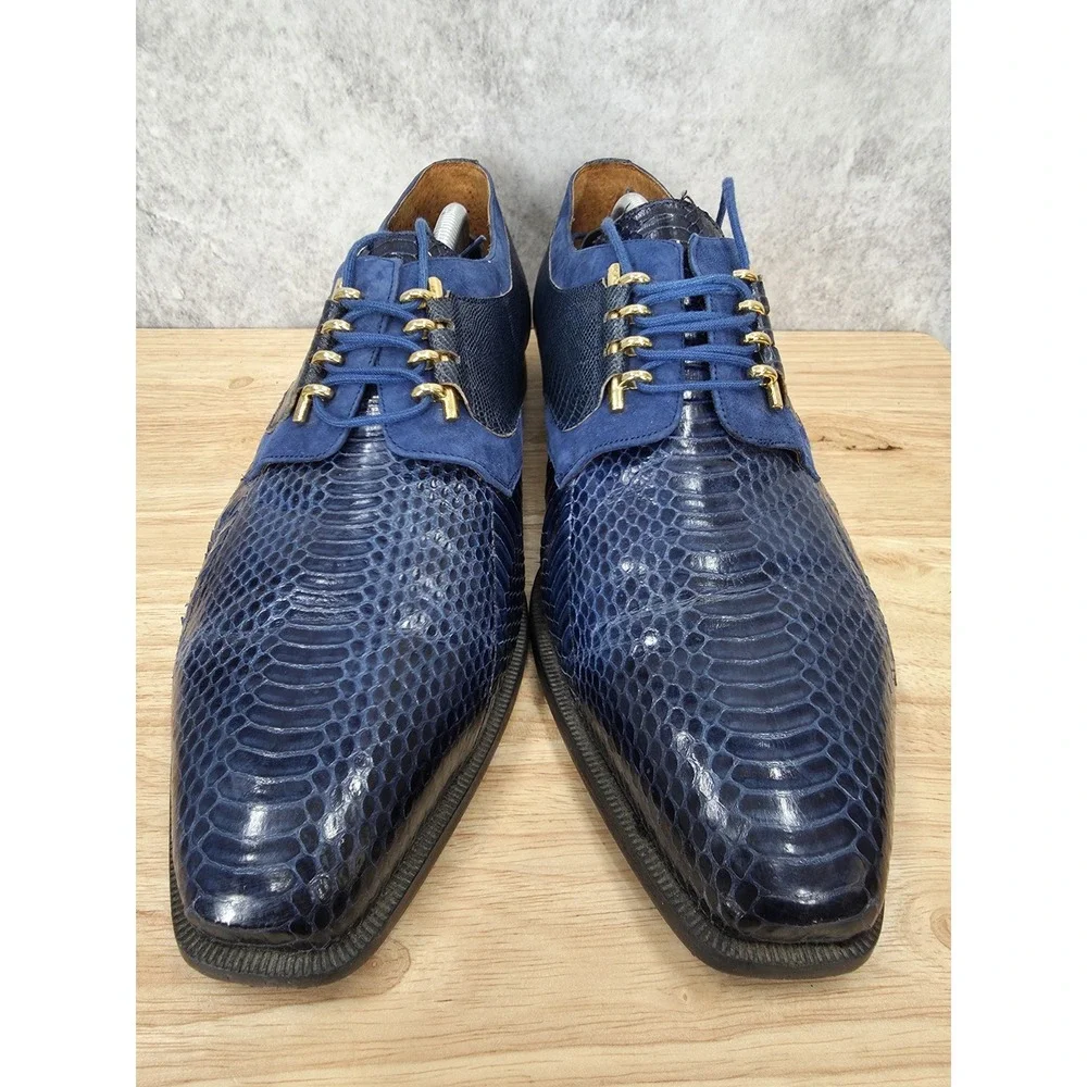 Stacy Adams Dress Shoes Mens 12  Blue Python Genuine Snake Leather Oxford Derby